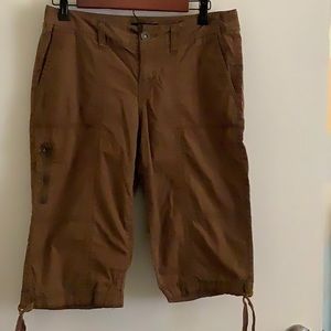 Brown Cotton Cargo Capris